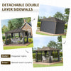 10' x12' Hardtop Gazebo with Aluminum Frame, Permanent Metal Roof Gazebo Canopy with 2 Hooks, Curtains and Netting for Garden, Dark Grey