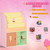 Toy Storage Organizer, Kids Bookshelf, Freestanding Children Bookcase with Cabinet for Toys Clothes Books, Pink