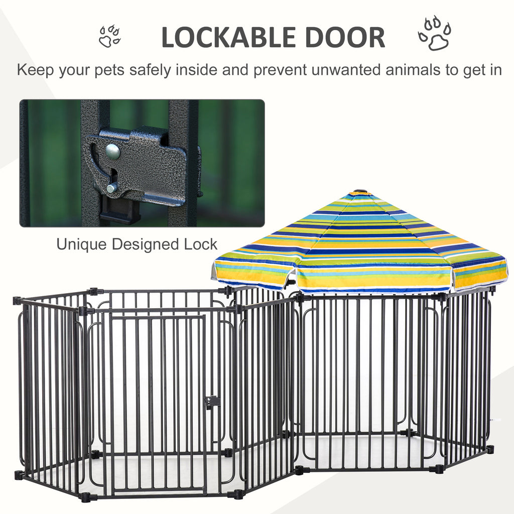 Dog Playpen with Door & Removable Cover for Small & Most Medium Sized Dogs Indoor & Outdoor Use, 47" H