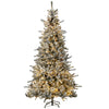 7.5' Pre Lit Artificial Flocked Christmas Trees, with Snow Branches, Warm White LED Lights, Auto Open, Pine Cones