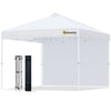 10' Pop Up Canopy Party Tent with 1 Sidewall, Rolling Carry Bag on Wheels, Adjustable Height, Folding Outdoor Shelter, White