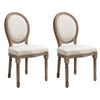 Vintage Armless Dining Chairs Set of 2, French Chic Side Chairs with Curved Backrest and Linen Upholstery for Kitchen, Cream White