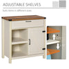 Barn Door Storage Cabinet Kitchen Sideboard Buffet Cabinet Modern Buffet Sideboard with Adjustable Shelves for Dining Room - Distressed White