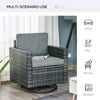 Outdoor 360Â° Swivel PE Wicker Lounge Armchair with Thick Soft Padded Cushions & Strong Steel Frame, Grey