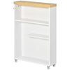 Slim Bathroom Storage Cabinet with Rolling Castor Wheels, Bathroom Cabinet with Shelves, Toilet Paper Cabinet for Narrow Space, White