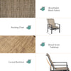 5-Piece Rattan Patio Dining Set Outdoor Wicker Furniture Set 4 Rocking Chairs & Square Table with Metal Ice Bucket, Beige