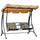 2-Person Outdoor Swing, Patio Swing Bench with Adjustable Tilt Canopy, Cup Holder and Storage Tray, Steel Frame, Brown