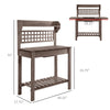 39'' Wooden Garden Potting Bench Work Table with Hidden Storage, Sliding Tabletop, Below Clapboard, Upper Shelf, Brown
