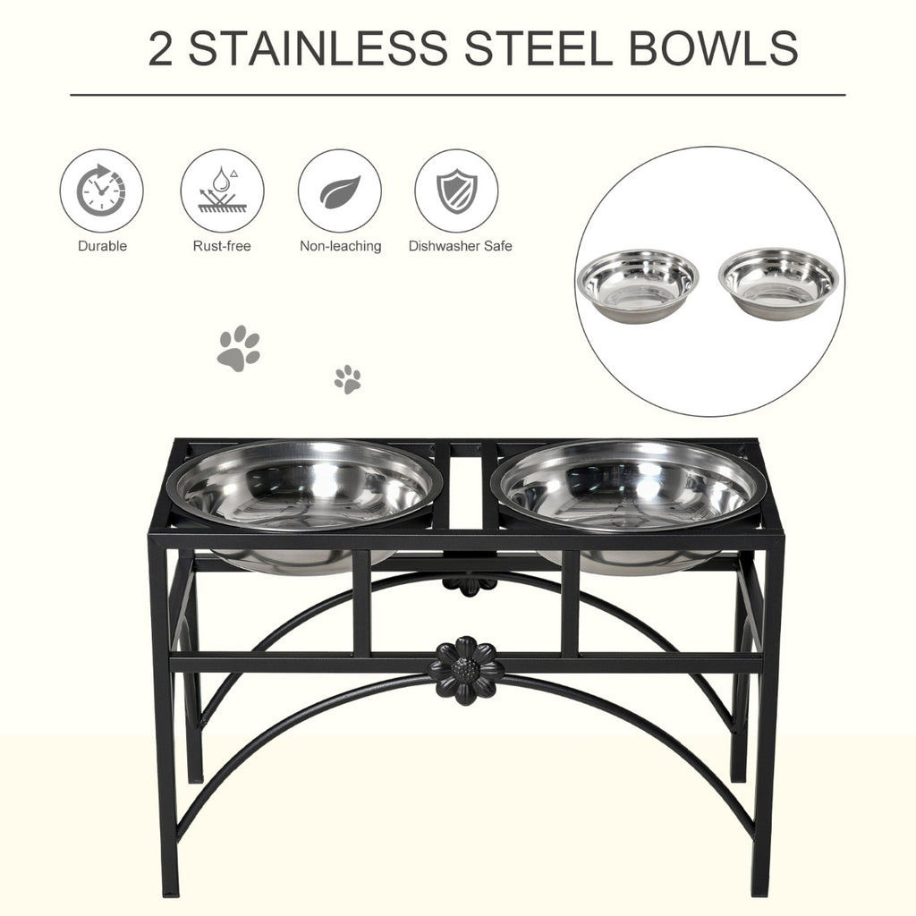 Heavy Duty Standing 22" Double Stainless Steel Pet Bowls Promotes Proper Digestion Dog Food Bowl Elevated Pet Feeding Station