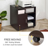 Printer Stand Multipurpose Moveable Filing Cabinet with Ample Inner Storage Space & 4 Easy-Rolling Wheels  Coffee