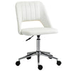 Modern Mid Back Office Chair with Velvet Fabric, Swivel Computer Armless Desk Chair with Hollow Back Design for Home Office, Cream White