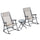 3 Piece Outdoor Rocking Bistro Set, Patio Folding Chair Table Set with Glass Coffee Table for Yard, Patio, Deck, Backyard, Cream White