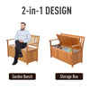 41 Gallon Outdoor Storage Bench, Wooden Deck Box with PE Lining, 2-Seat Container Perfect for Store Garden Tools Toys, Teak