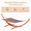 13 FT Outdoor Hammock with Stand, Single Bed,  Arch Wooden Hammock with Straps and Hooks, Multi-color Stripe
