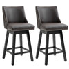 Bar Stools, Bar Stools with Backs, Nailhead Trim, Wood Legs for Kitchen, Bar, Bar Height Bar Stools, Brown