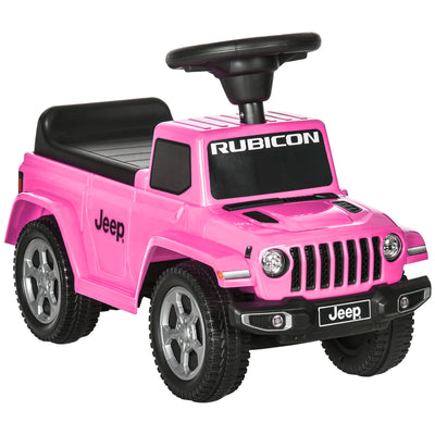 Licensed Jeep Kids Ride on Push Car and Ride Racer, Foot-to-Floor Ride on Sliding Car Pushing Cart with Horn Engine Sound, Under Seat Storage, Pink