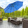 9' 3-Tier Patio Umbrella, Outdoor Market Umbrella with Crank and Push Button Tilt for Deck, Backyard and Lawn, Dark Blue