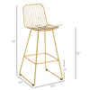 Bar Stools, Metal Bar Stools with Backs, Curved Slatted Backrest, Steel Frame for Kitchen, Bar, Bar Height Bar Stools, Gold