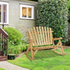 Outdoor Adirondack Rocking Chair with Log Slatted Design, 2-Seat Patio Wooden Rocker Loveseat with High Back for Lawn, Burlywood