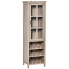 Tall Wine Cabinet, Bar Display Cupboard with 12-Bottle Wine Rack, Glass Door and 3 Storage Compartment for Living Room, Home Bar, Grey Oak