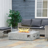 42 Inch Square Propane Fire Pit Table, 50,000BTU Gas Firepit with Protective Cover, Lava Rocks, CSA Certification for Outdoor, Patio, Grey