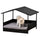 Wicker Dog House Elevated Raised Rattan Bed for Indoor/Outdoor with Removable Cushion Lounge, Grey