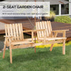 Wooden Garden Bench with Umbrella Hole & Middle Table, Outdoor Loveseat with Weather-Fighting Material 2 Person Chair for Balcony, Natural