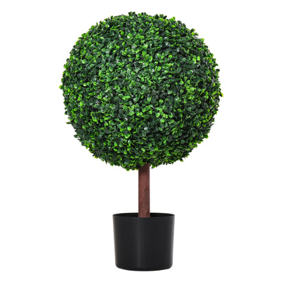 23.5 Inch Artificial Boxwood Ball Topiary Tree Fake Decorative Plant with Nursery Pot for Indoor Outdoor DÃ©cor