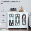 Modern Kitchen Sideboard, Buffet Cabinet with 2 Storage Cupboard, Glass Doors for Living Room, Bedroom, White