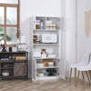 71" Kitchen Buffet with Hutch, Pantry Storage Cabinet with Shelves, Open Microwave Countertop for Dining Room, Living Room, White