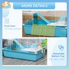 Large Hamster Cage and Habitat, 3-Level Steel Rat Cage, with Tube Tunnels, Exercise Wheel, Water Bottle, Food Dish, Ramps, Light Blue