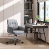 Leisure Office Chair with Adjustable Seat Modern Design Mid Back Swivel Computer Desk Home Study Bedroom Wheels Light Grey