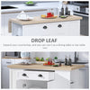 47" Fluted-Style Wooden Kitchen Island, Kitchen Countertop Storage Cabinet with Drop Leaf, Drawer, Open Shelves, Storage, White