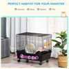 2-Tier Hamster Cage, Small Animal Habitat for Rats, Gerbils, Mesh Wire Ventilated Enclosure with Exercise Wheel, Water Bottle, and Food Dishes