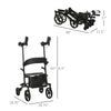 Aluminum Forearm Rollator Walker with 10'' Wheels, Seat and Backrest, Folding Upright Walker with Adjustable Handle Height and Removable Storage Bag, Black