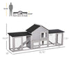 83" Wooden Rabbit Hutch Large Bunny Hutch House with Double Run, Removable Tray and Waterproof Roof for Outdoor, Grey