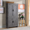 64" 4-Door Kitchen Pantry, Freestanding Storage Cabinet with 3 Adjustable Shelves for Kitchen, Dining or Living Room, Grey