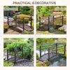 3.3' Classic Garden Metal Bridge with Safety Railings Arc Footbridge Decorative Pond Bridge for Backyard Creek Stream, Black