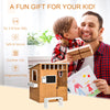 Kids Outdoor Wooden Playhouse, Garden Games Cottage, w/ Door Bench Blackboard