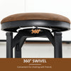 Bar Stools Set of 2, Vintage Barstools with Footrest, Microfiber Cloth Bar Chairs 29" Seat Height with Powder-coated Steel Legs, Brown