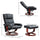 Recliner Chair with Ottoman, Electric Faux Leather Recliner with 10 Vibration Points and 5 Massage Mode, Reclining Chair with Swivel Wood Base, Remote Control and Side Pocket, Black