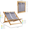 2-Person Double Patio Chaise Lounge Chair, Reclining Lounger, Folding Beach Chair with Adjustable Backrest for Beach and Poolside, Teak