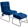 Accent Chair with Ottoman, Velvet Club Chair with Vibration Massage, Remote Control and Metal Legs for Living Room, Blue