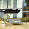 Patio Double Chaise Lounge Outdoor with Adjustable Canopy and Pillow, Wheeled Hammock Bed for Sun Room, Garden, Poolside, Grey