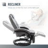 PU Recliner Reading Armchair with Footrest, Headrest, Round Wood Base for Living Room, Bedroom, Office - Grey