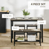Industrial Dining Table Set, Kitchen Table and Chairs for 4, Dinner Table with Bench Set with Metal Frame & Storage Shelf, Rustic Brown