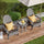 3 Piece Patio Furniture Set, 2 Folding Adirondack Chairs with Side Table Plastic Lounger Fire Pit Seating All Weather, for Lawn,  Dark Grey