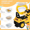 Kids Excavator Ride-on Pulling Cart with Sound Effects, Kids Digger Sit n Scoot Ride-on Toy for Toddler or Preschool Age with Under-Seat Storage, Treaded Wheels