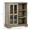 Sideboard Buffet Kitchen Buffet Cabinet with Wine Racks Sliding Glass Door Storage Shelves for Living Room Grey