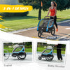 Blue 3-in-1 Bike Trailer for Kids, Running Stroller with 2 Seats, Jogging Cart with 5-Point Harness, Storage Units